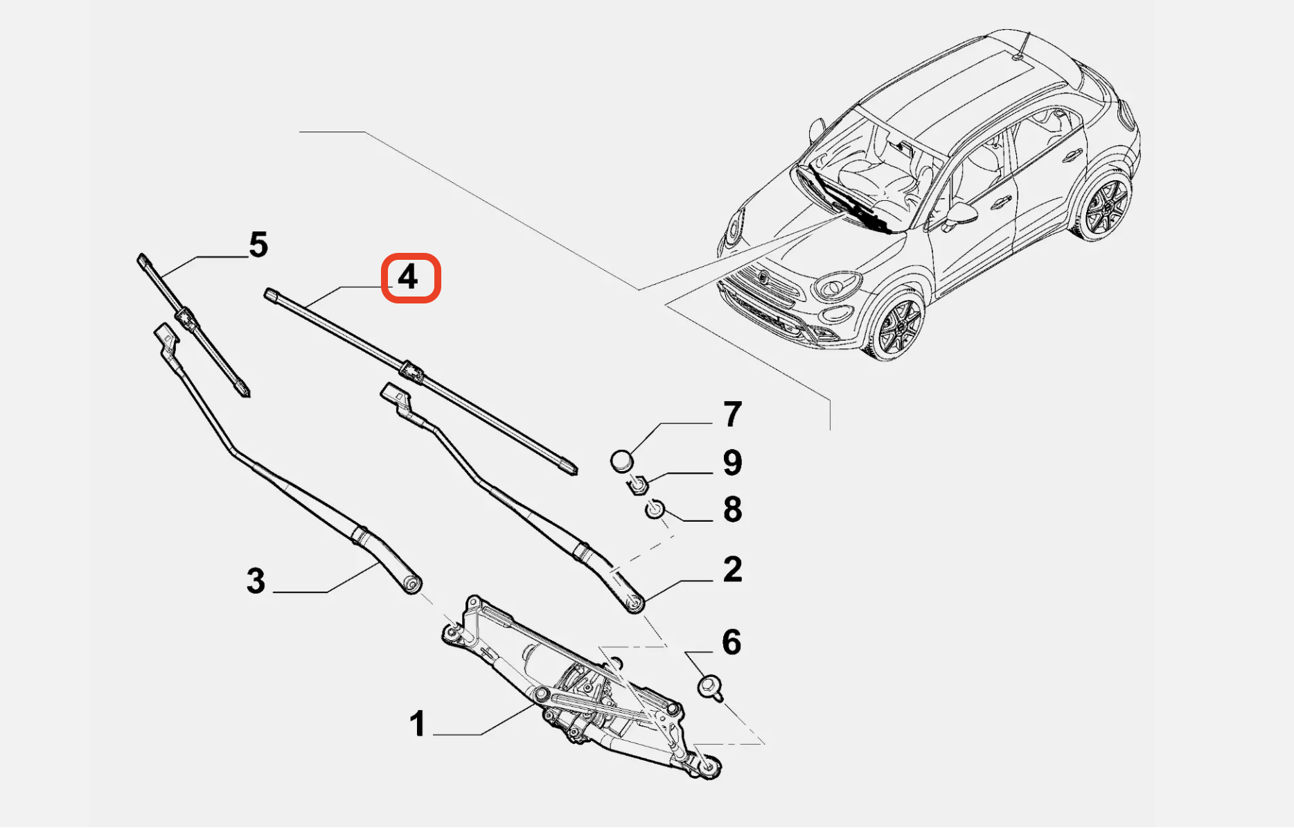 Fiat 500X Ön Sol ( Sürücü Tarafı ) Silecek Süpürgesi 52029236