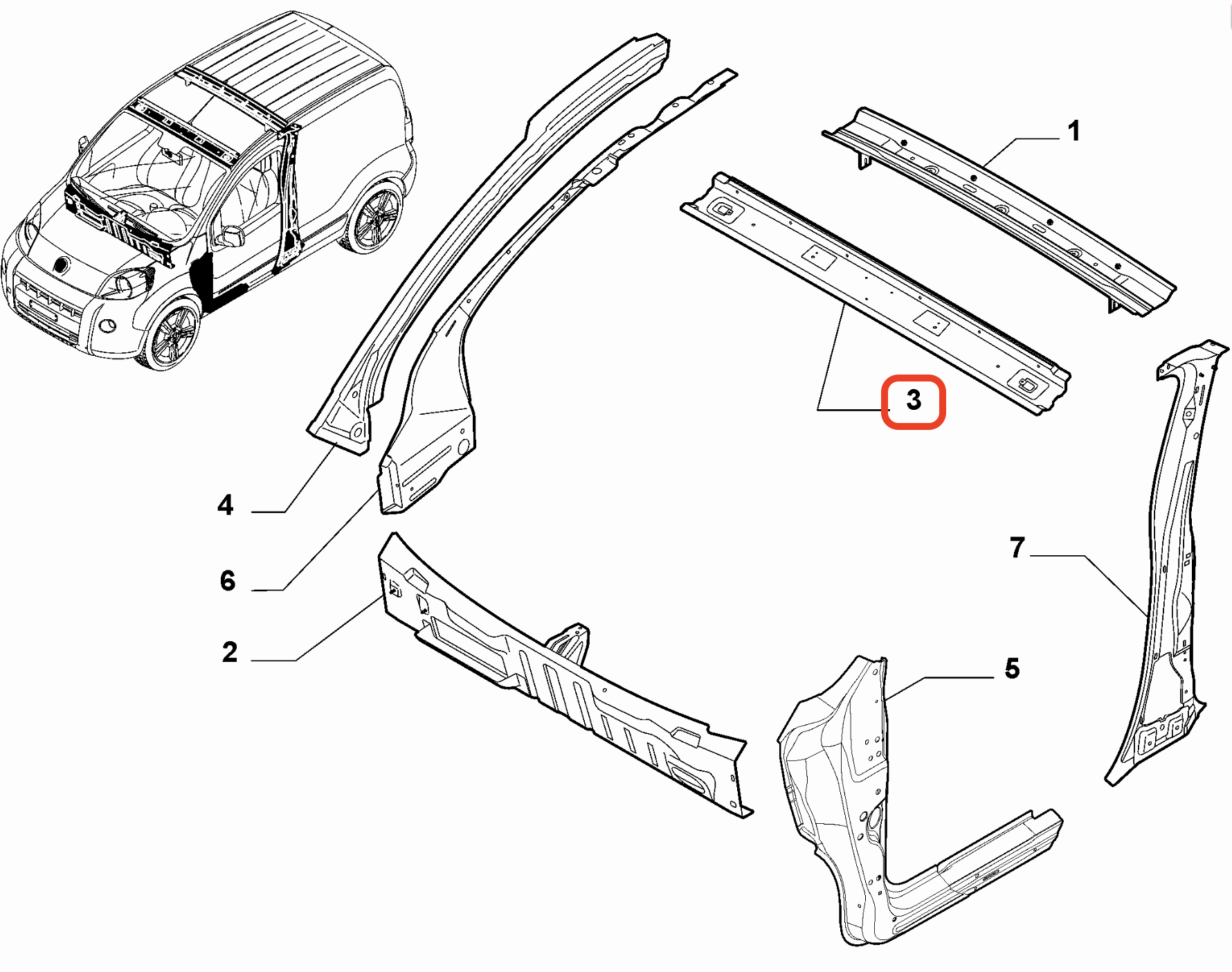 Fiorino Ön Cam Üst Traversi 52043107 - 52178972