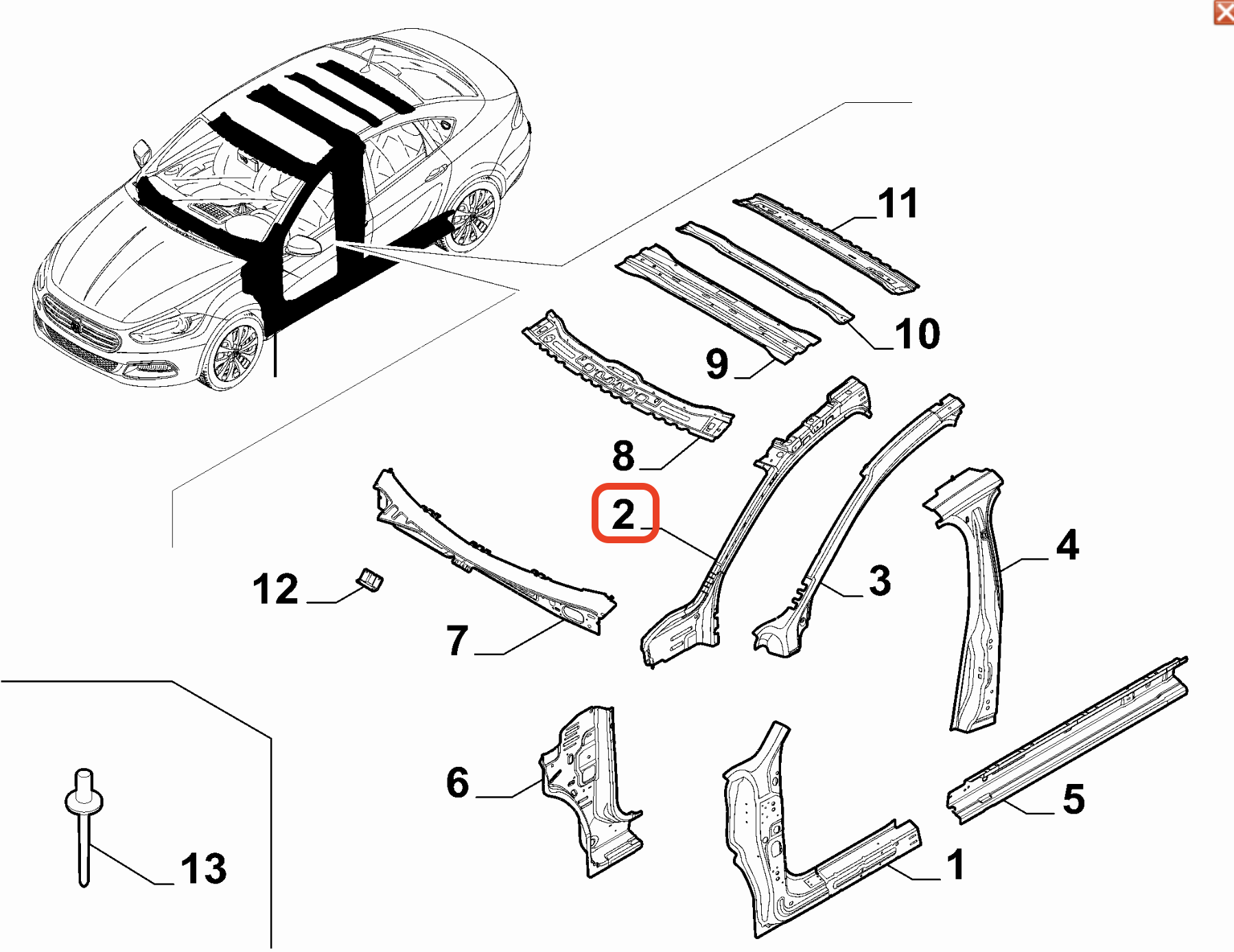 Fiat Egea Gövde Orta İskelet 51984377 - 52120660