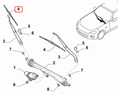 Fiat 124 Spider Ön Sağ ( Yolcu Tarafı ) Silecek Süpürgesi 6000613515