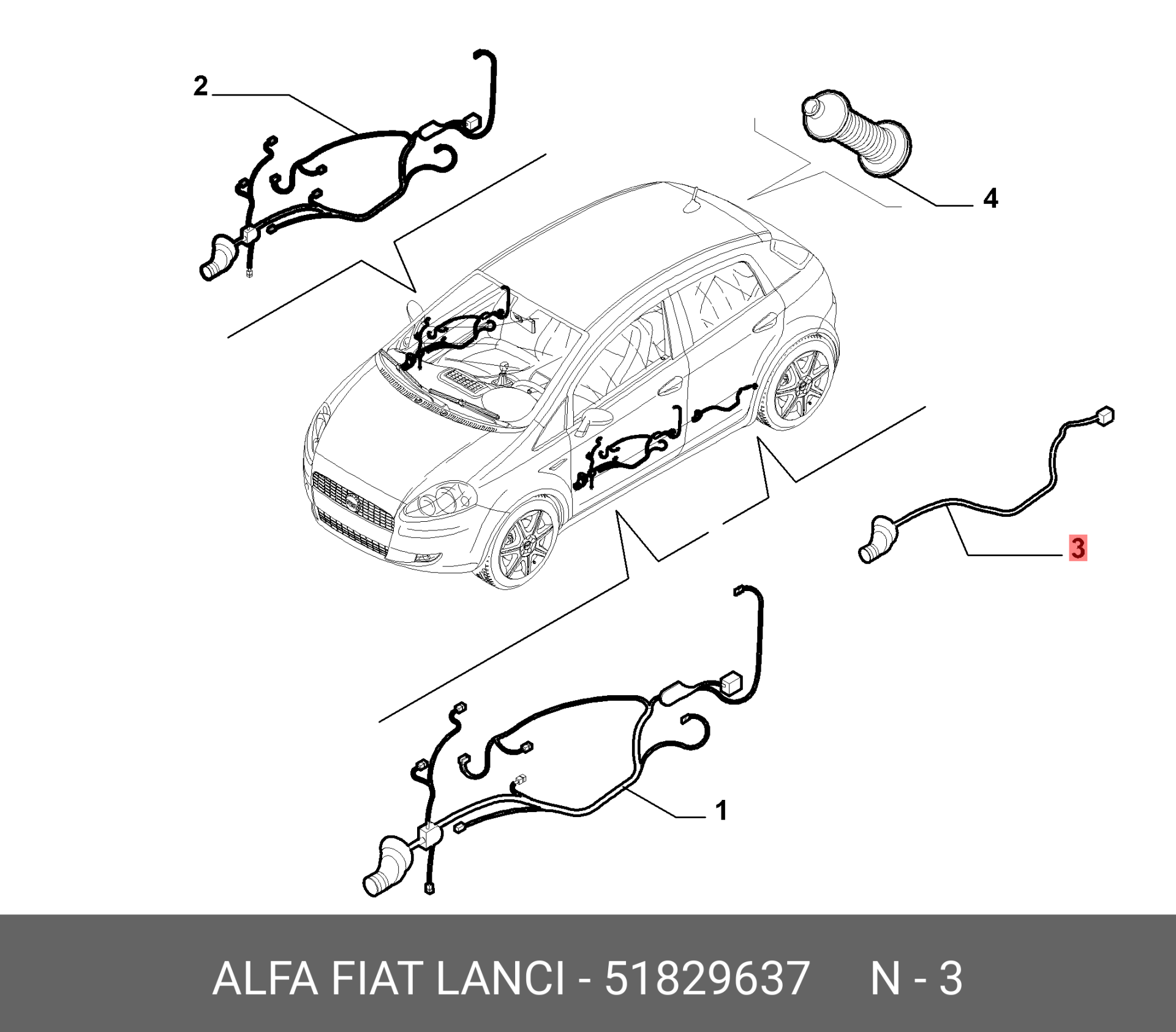 Fiat Grande Punto Kablo Tesisatı 51829637