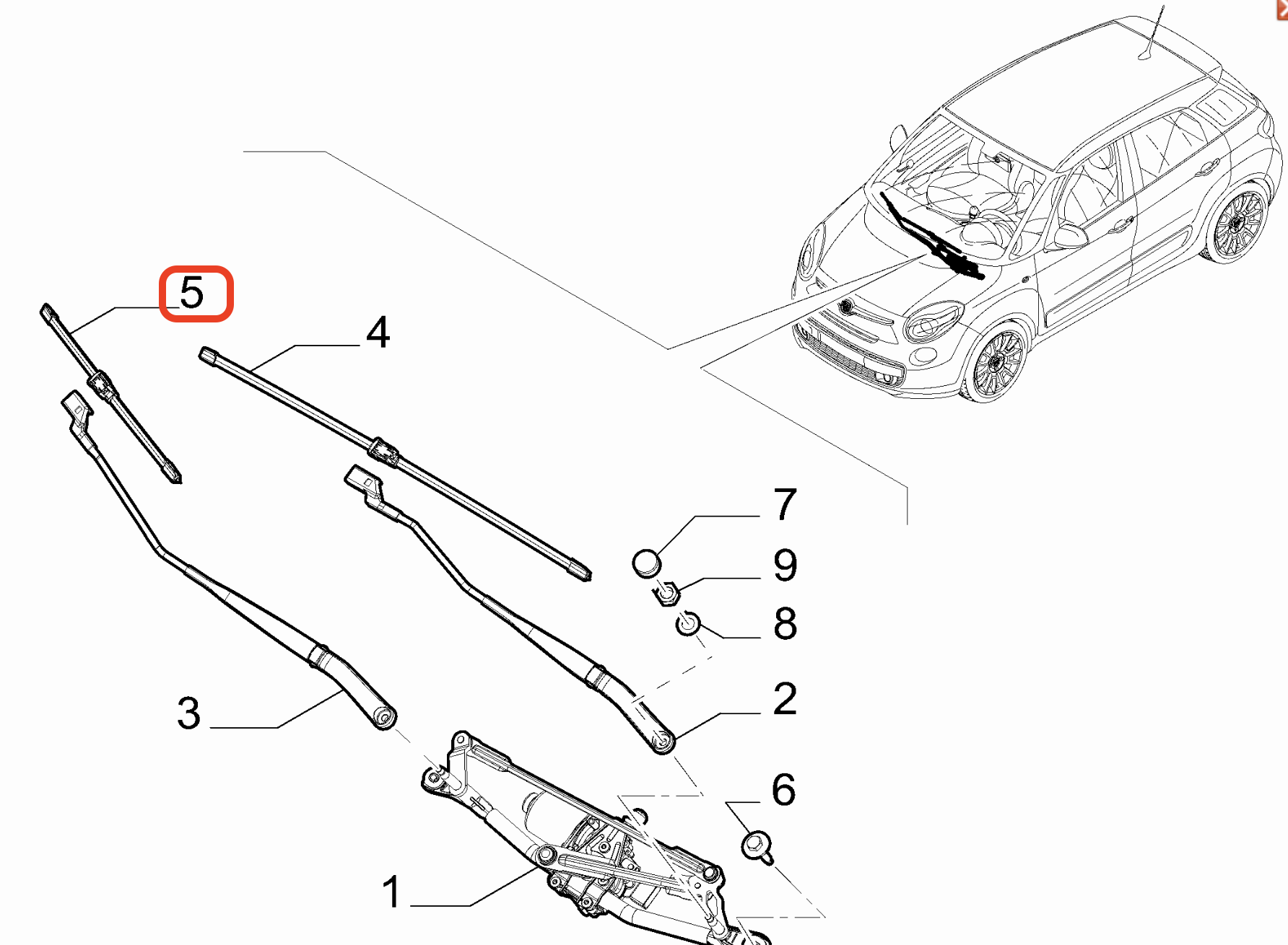 Fiat 500L Ön Sağ ( Yolcu Tarafı) Silecek Süpürgesi 51940753