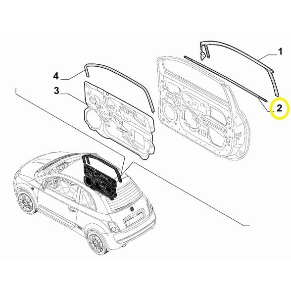 RICAMBI Originali 51785407 Fiat 500 Sağ Ön Kapı Fitili