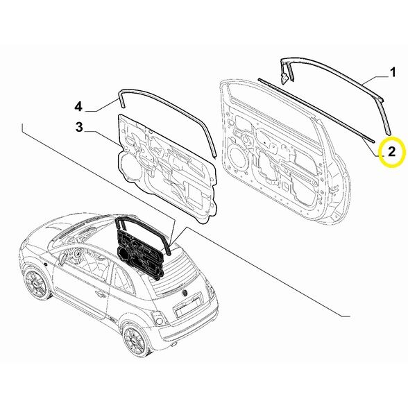 Fiat 500 Sağ Ön Kapı Fitili OPAR 51785407