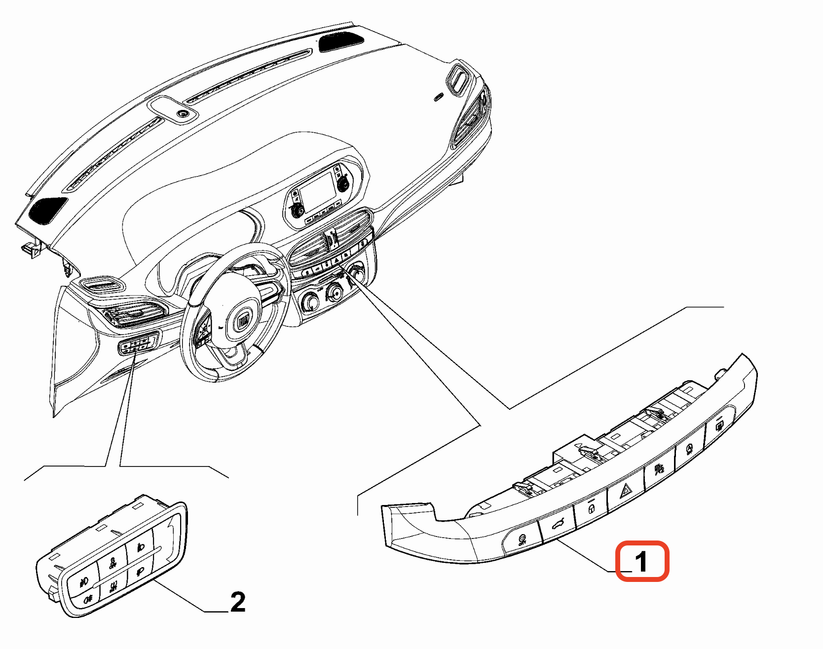 Fiat Egea Ön Konsol Kontrol Düğmeleri 735697361