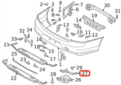 Volvo S90 V90 Arka Sağ Egzoz Bakaliti - Braketi 31383306