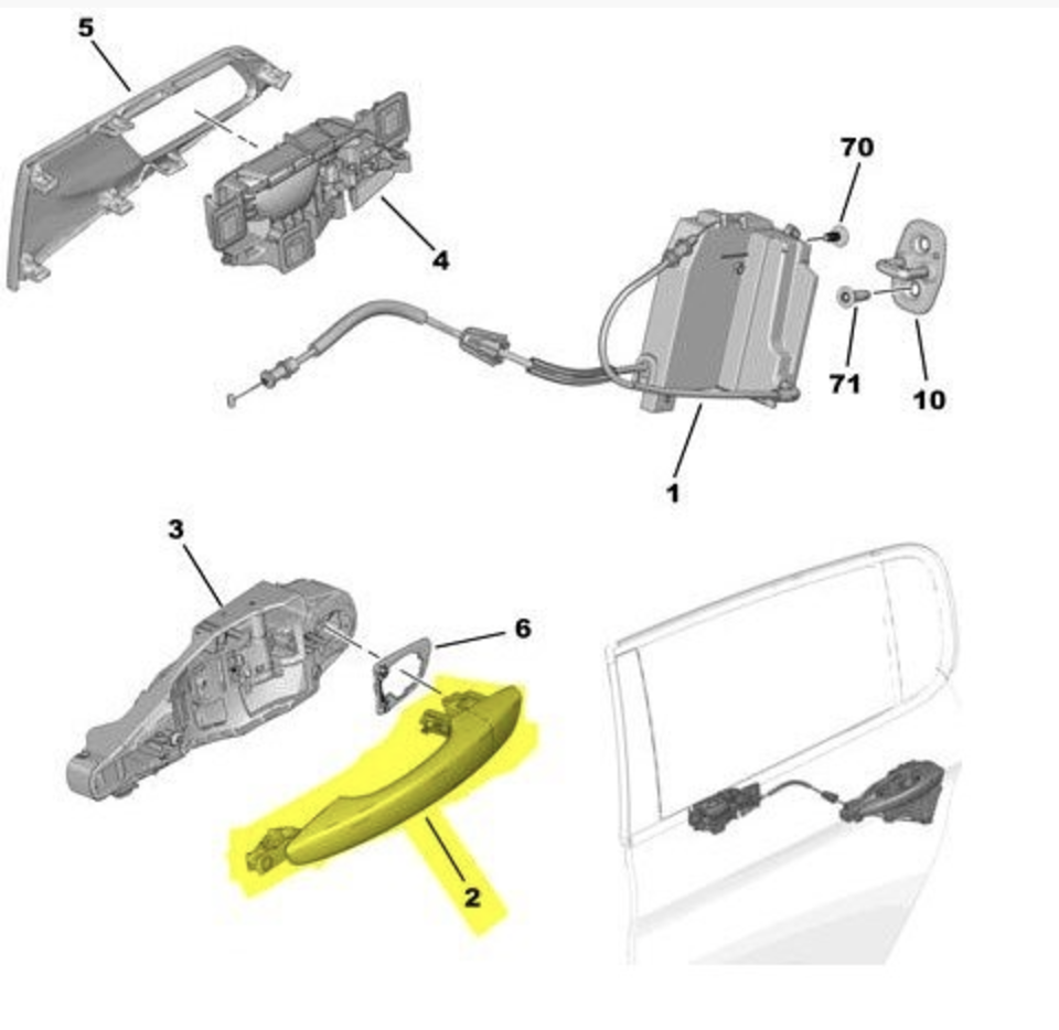 Citroen C4 Picasso Arka Sol Dış Kapı Kolu 1611145580