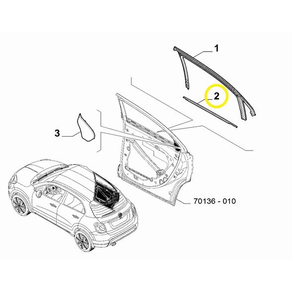 Fiat 500X Sağ Arka Kapı Cam Sızdırmazlık Contası OPAR 51936673