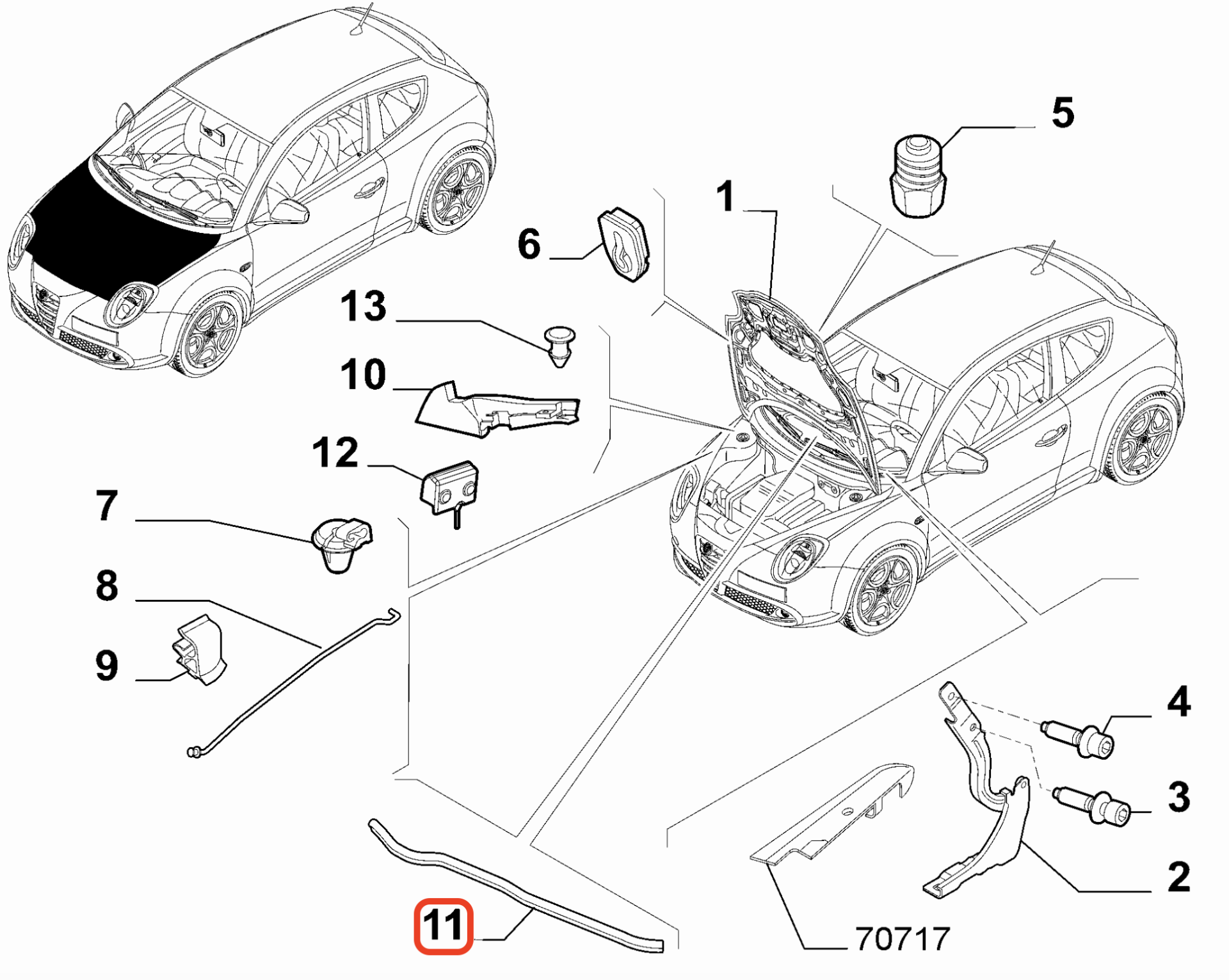 Alfa Mito Motor Kaput Contası 50527074